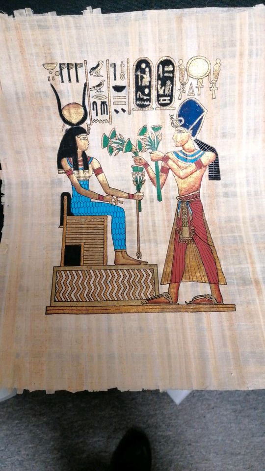 Papyrus Ägyptische Malerei Göttin 42,x34,5, Bild