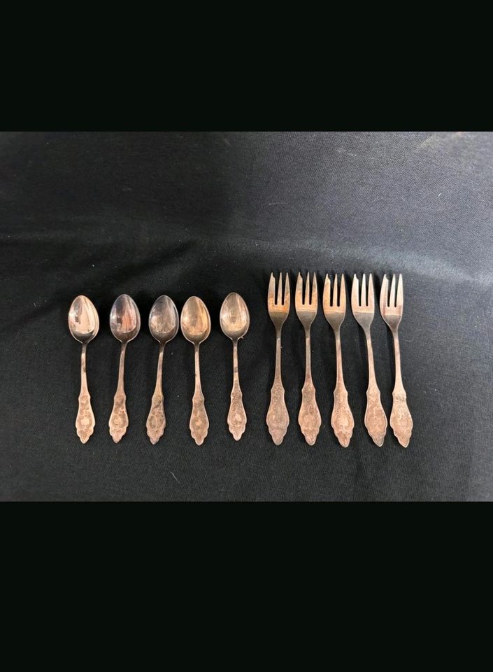 Wilkens 90 Silber 5 Kuchengabeln 5 Kaffeelöffel