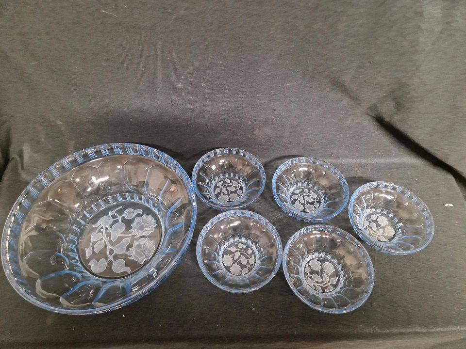 Glasschale, Dessertschalen Puddingschalen blau