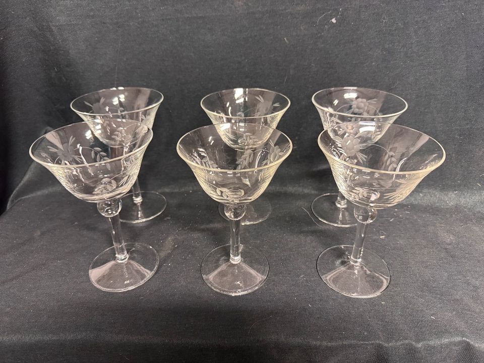 6x Sektkelche Champagner Gläser mit Schliff