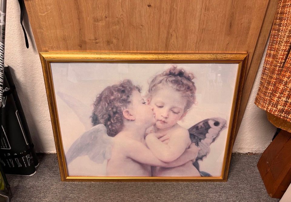 Bild mit Engel Goldrahmen 87x68