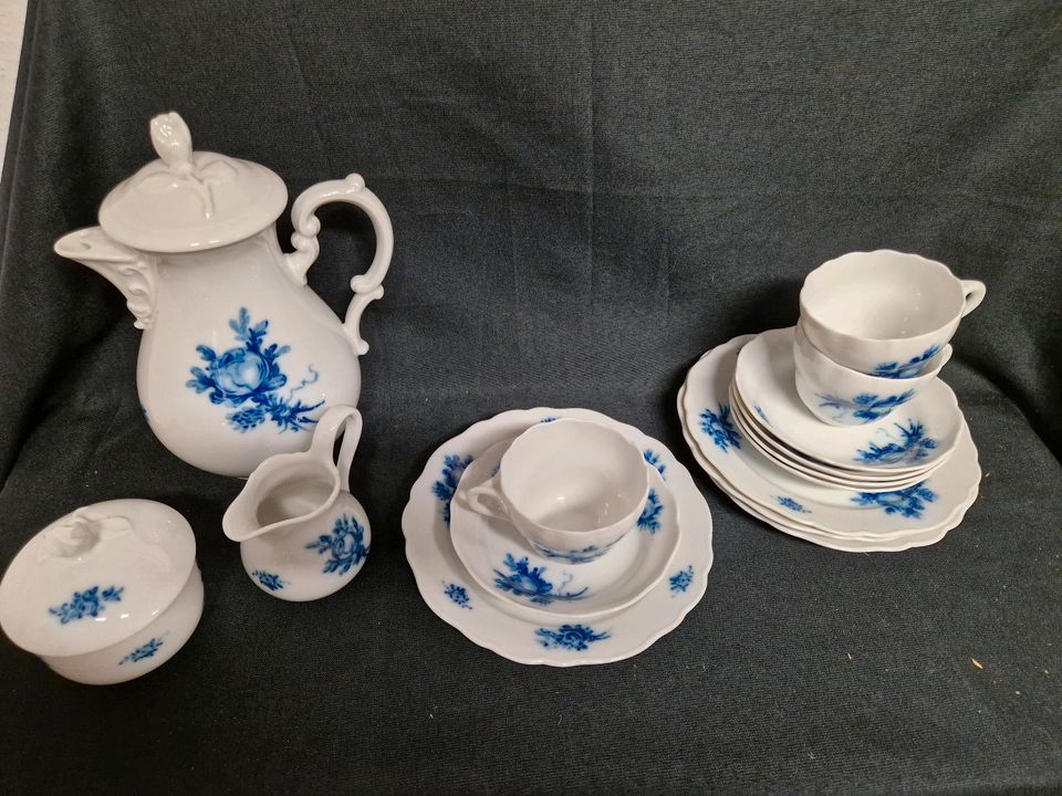 Hutschenreuther, blaue Rose Kaffeetassen