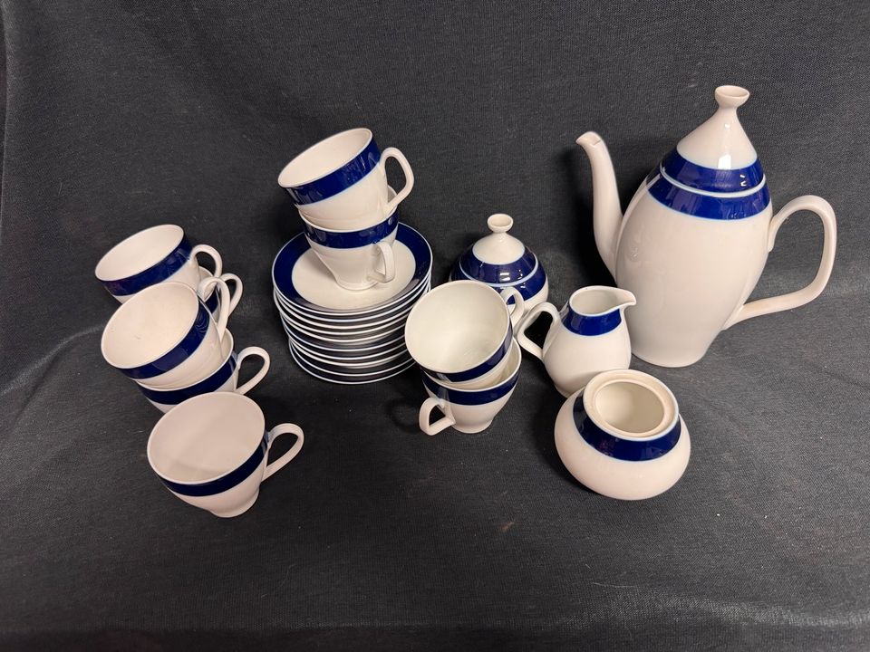 Friesland Melitta Mocca Service Blauer Rand