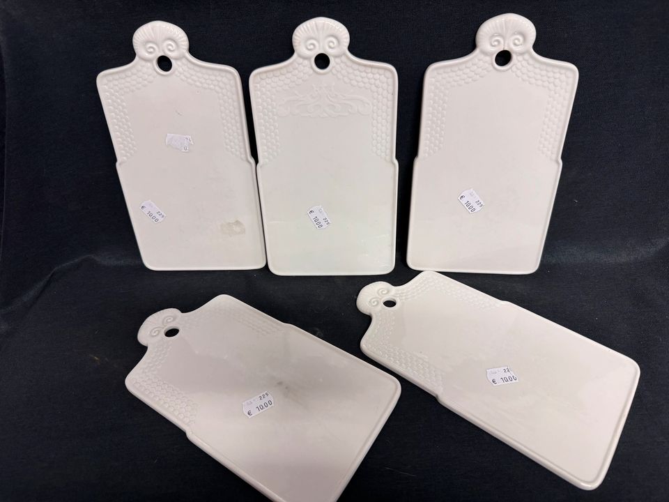 5x Porzellan Frühstück Brettchen Friesland Melitta Atlantis Weiß