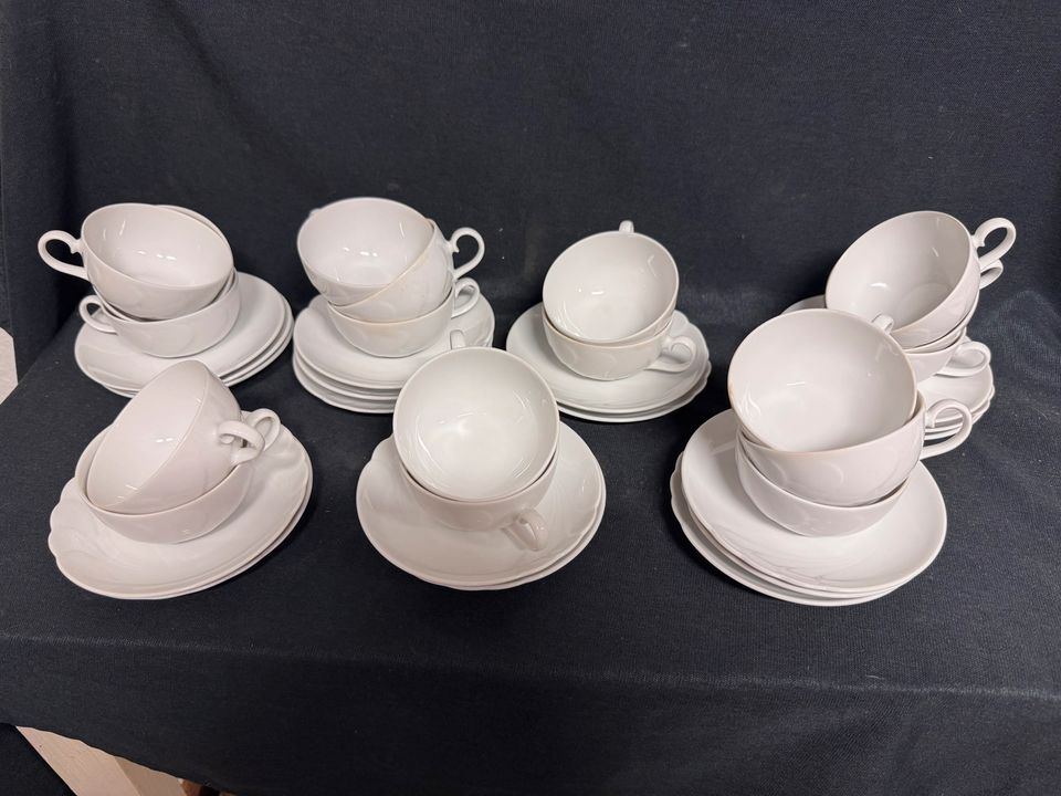 9x Teetassen mit Unterteller Seltmann Weiden Helena weiß