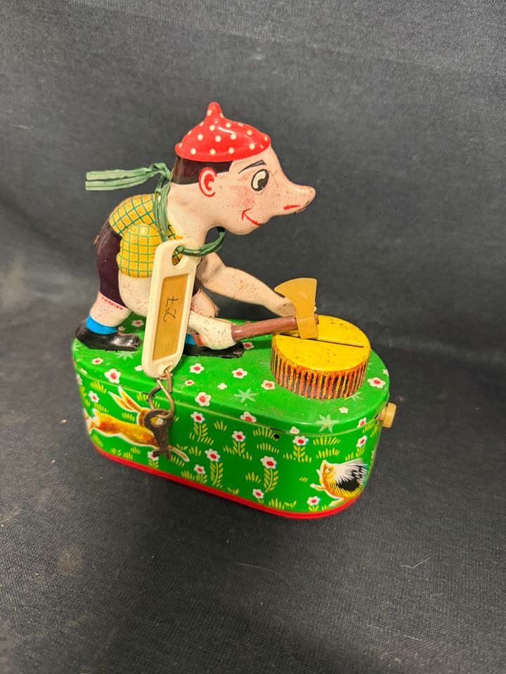 Blechspardose Holzfäller Holzhacker Tin Toy Retro Vintage