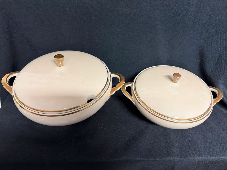 2x Suppenterrine Bavaria Goldrand