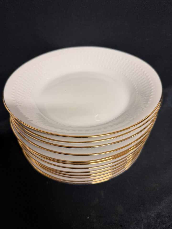 10x Suppenteller Winterling Goldrand 22 cm