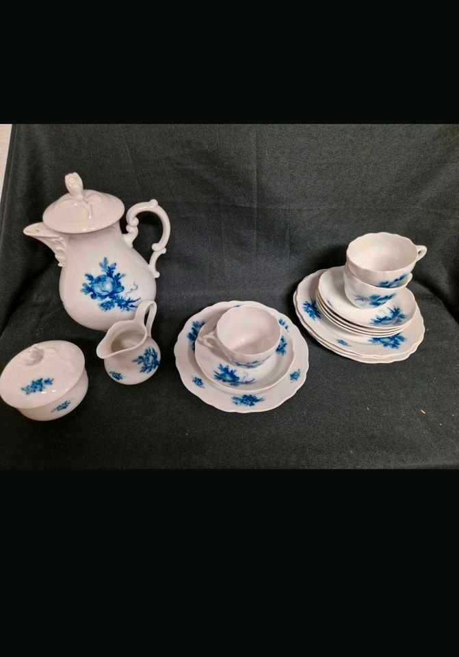 Hutschenreuther Geschirr, blaue Rose, Kaffeetassen