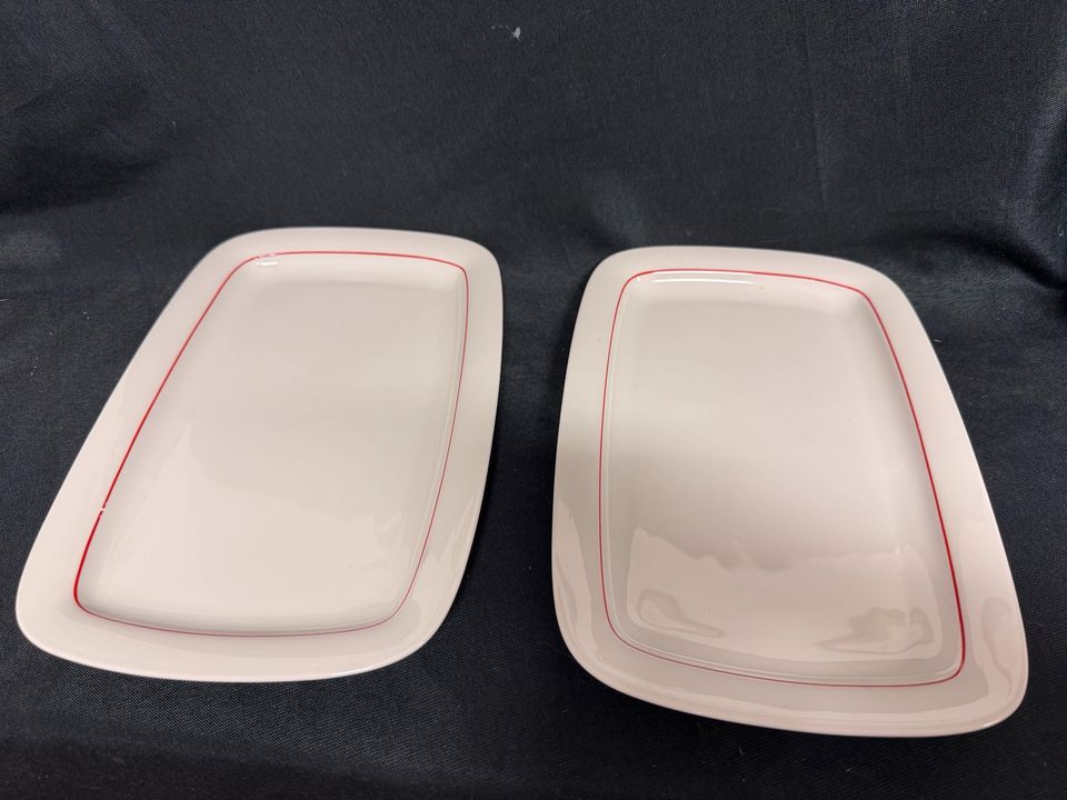 2x Servierplatte Arzberg roter streifen
