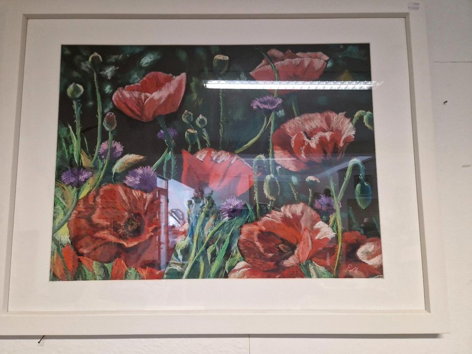 Kreide Bild , Gemalt Ek Mohnblume