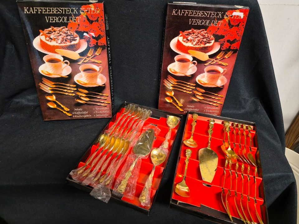 vergoldet Besteck, Kaffeelöffel, Kuchengabeln
