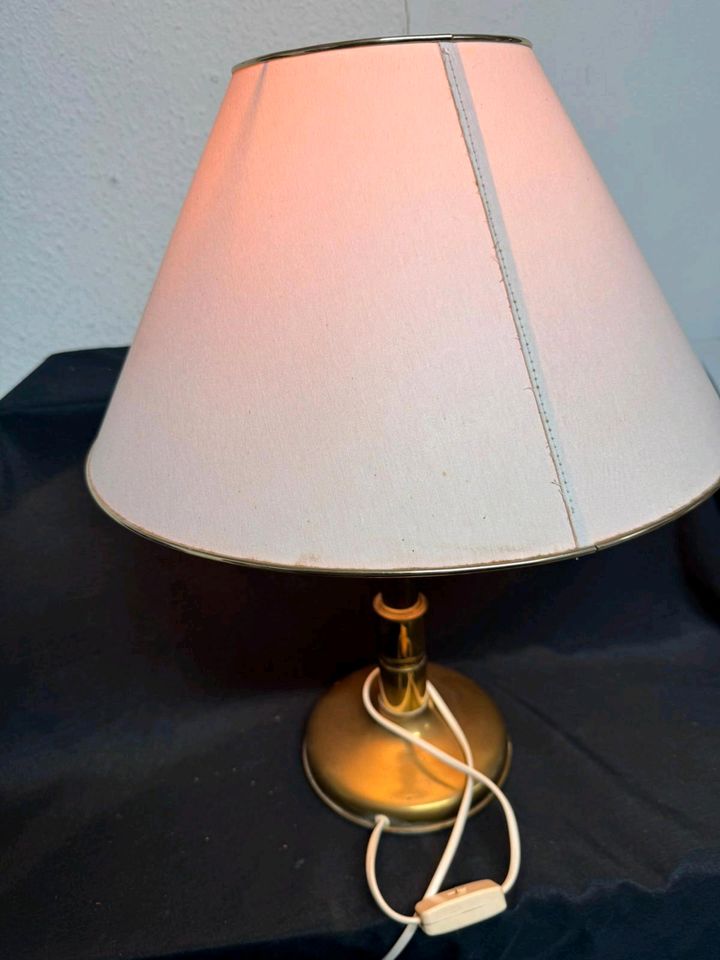 Lampe Tischlampe Beistelllampe mit Messing Fuß 53 cm hoch
