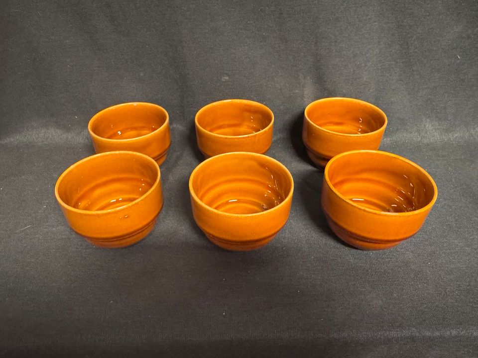 6x Retro Schüsseln Puddingschalen braun
