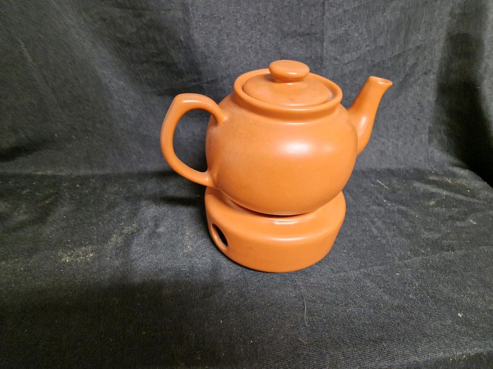 Teekanne mit Stövchen Terrakotta