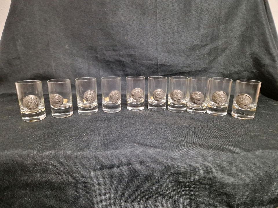 Schnapsgläser, Zinn Kristallglas